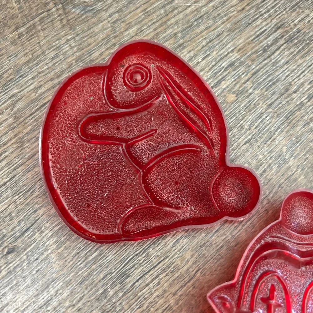 Aunt Chicks Vintage Cookie Cutters Ruby Red Plastic Bunny Pumpkin Clown Set of 3
